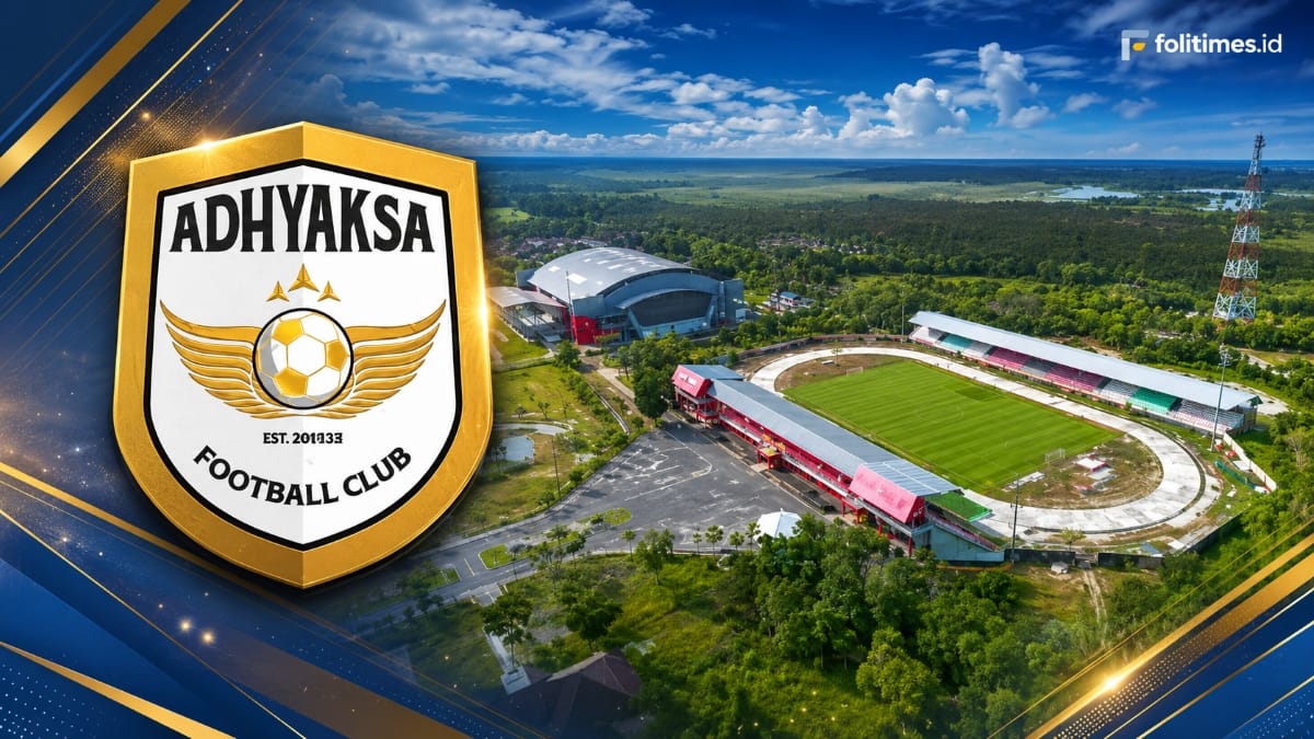 Logo Adhyaksa FC dan Stadion Tuah Pahoe Palangka Raya sebagai kandang baru Super League 2026/2027