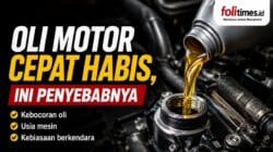 Ilustrasi oli motor dituangkan ke mesin kendaraan.