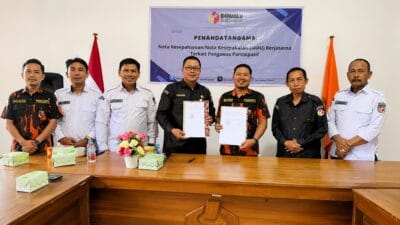 Bawaslu Gunung Mas dan SAPMA PP Gunung Mas teken MoU pengawasan partisipatif pemilih pemula