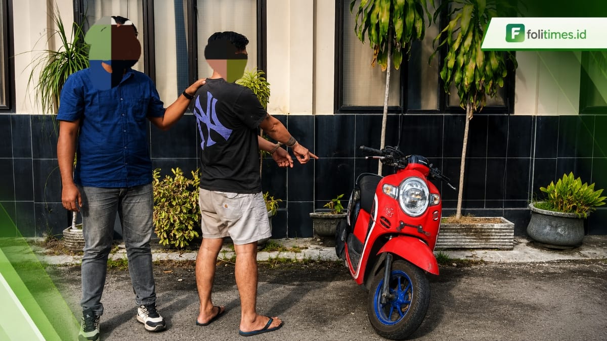 Pria diduga pelaku pencurian motor di Palangka Raya diamankan bersama barang bukti Honda Scoopy merah hitam