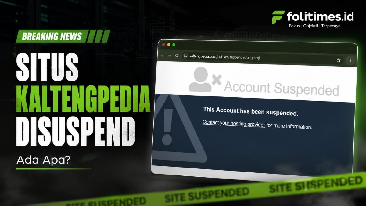 Tangkapan layar situs kaltengpedia.com yang menampilkan pesan “Account Suspended” saat diakses