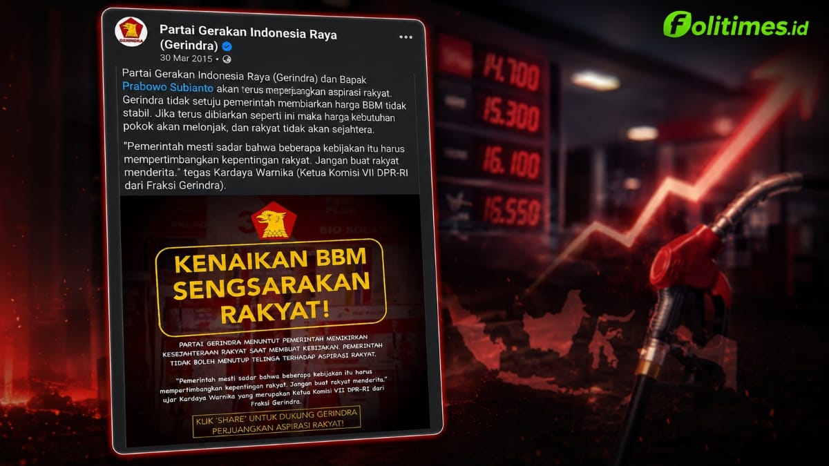 Postingan lama Gerindra soal kenaikan BBM kembali ramai dibahas warganet.