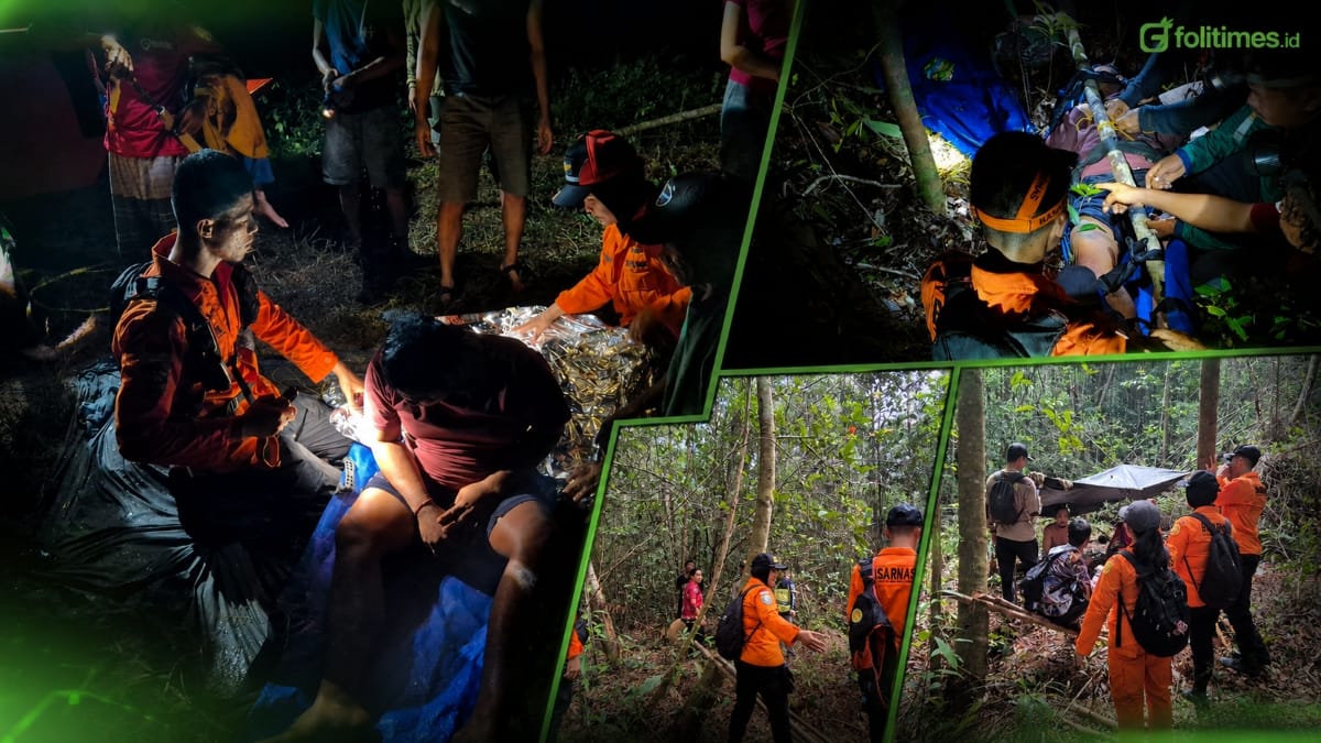 Alt. Tim SAR Gabungan mengevakuasi korban yang hilang di hutan Desa Bagugus, Kapuas, setelah ditemukan dalam kondisi selamat