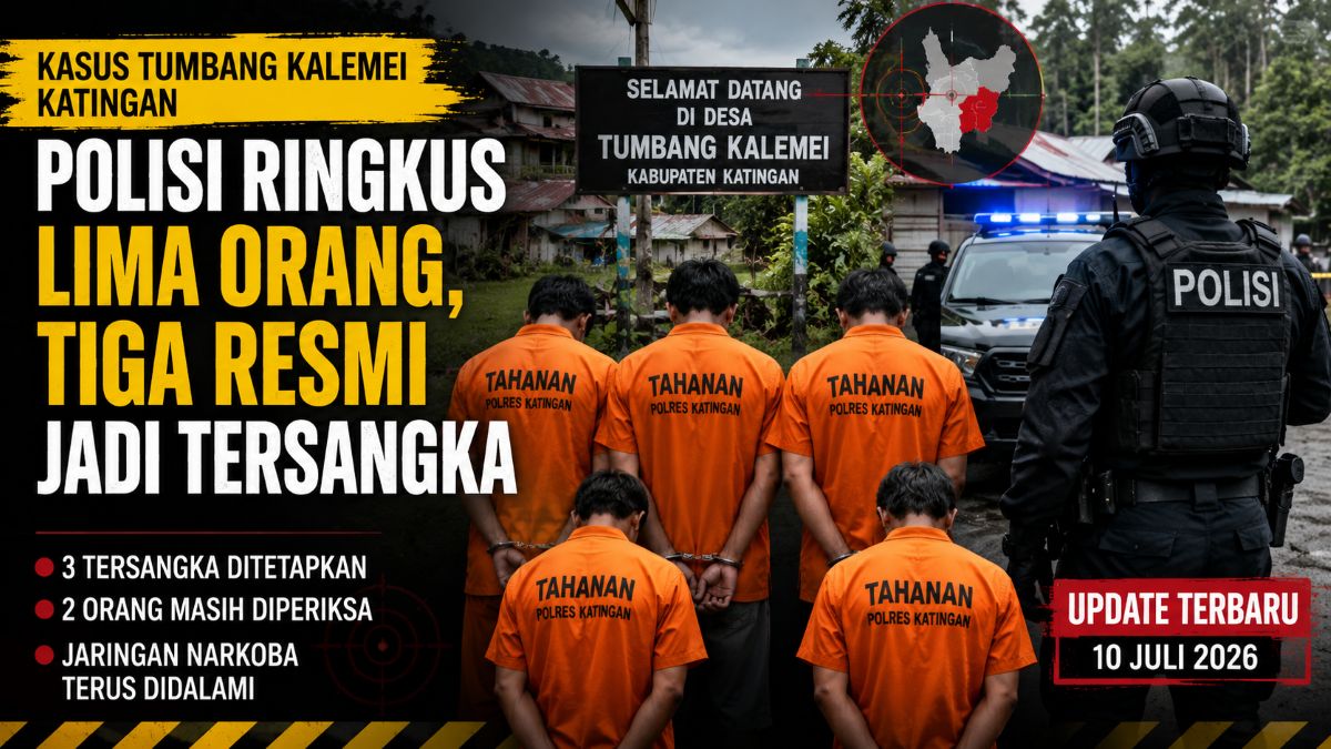 Ilustrasi penanganan kasus Tumbang Kalemei, Katingan, saat polisi mengamankan terduga pelaku dan mengembangkan penyidikan.