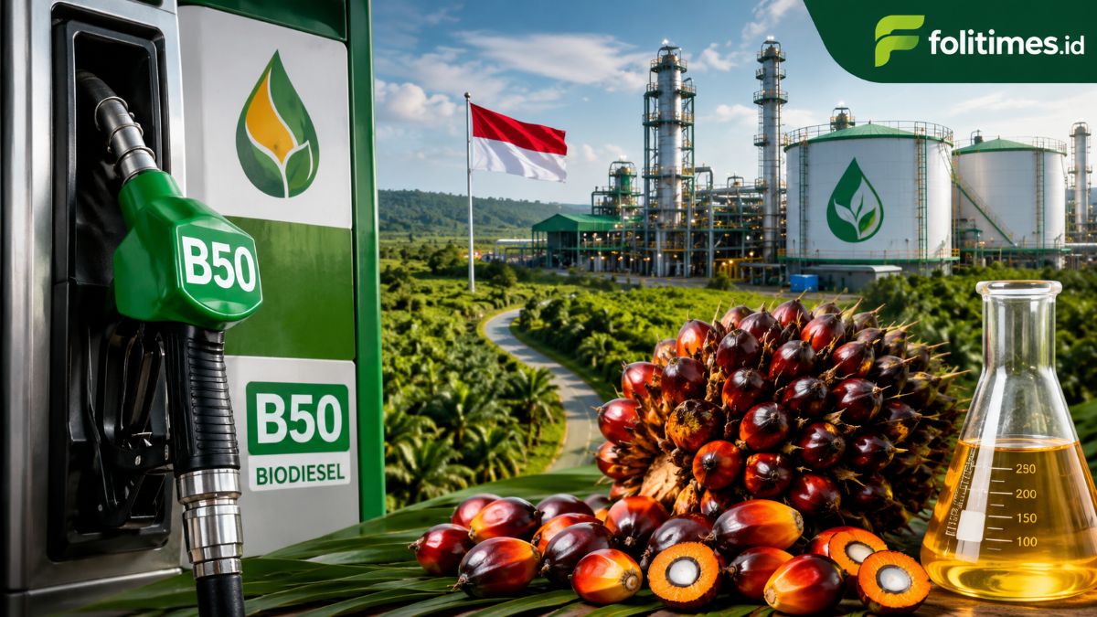Ilustrasi biodiesel B50 dan industri kelapa sawit. Pemerintah mulai menerapkan mandatori B50 per 1 Juli 2026, sementara daerah penghasil sawit seperti Kalimantan Tengah dituntut memastikan petani ikut merasakan manfaat kebijakan energi tersebut.