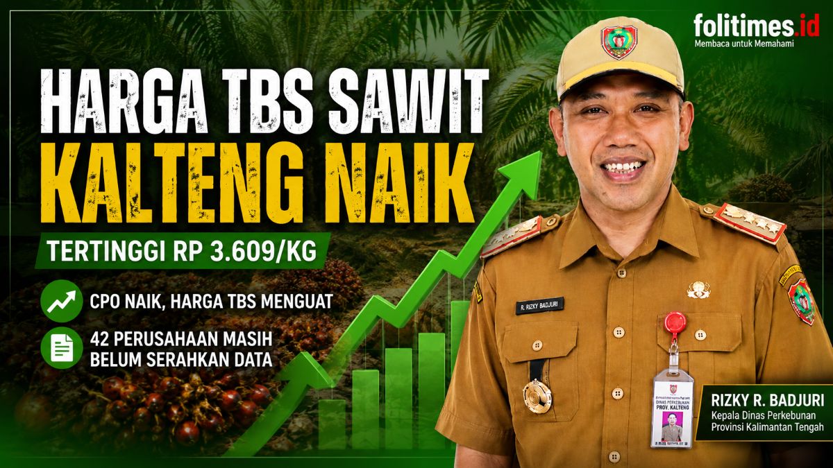 Rizky R. Badjuri memaparkan penetapan harga TBS sawit Kalimantan Tengah periode II Juni 2026. Harga tertinggi mencapai Rp3.609,44 per kilogram untuk tanaman umur 10–20 tahun