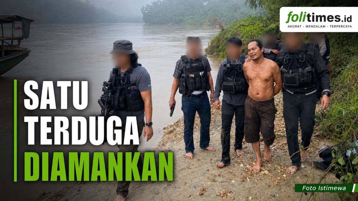 Tim khusus Polda Kalteng mengamankan satu orang yang diduga terlibat dalam penyerangan terhadap personel Satresnarkoba Polres Katingan di kawasan aliran sungai. Foto: Istimewa