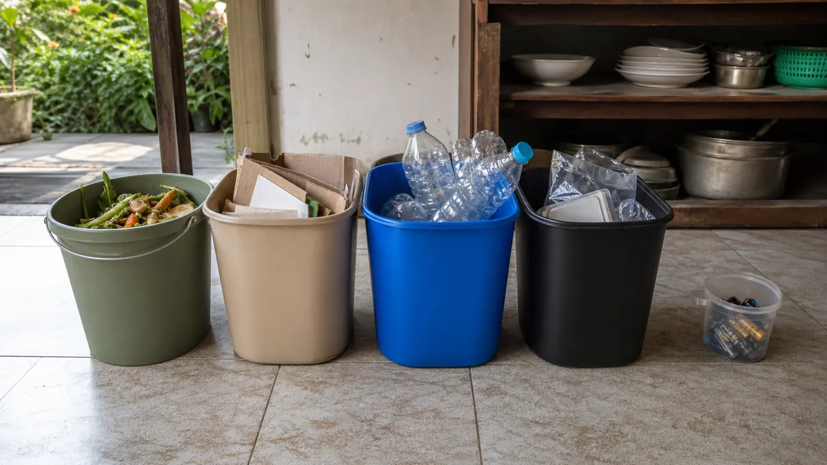 Sampah rumah tangga dipilah berdasarkan jenisnya sebelum dibuang
